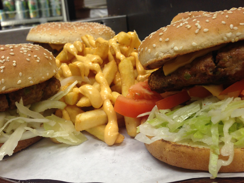 Burger and chips